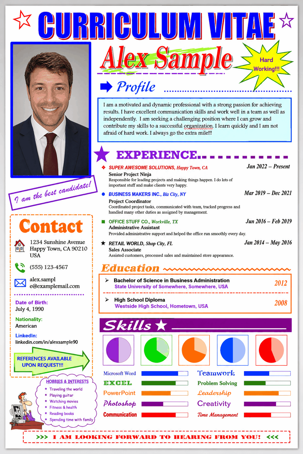 Existing CV before AI import and structuring