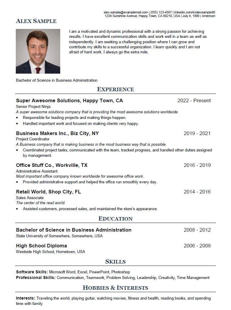 Structured CV result after AI conversion in MyCVPlanner
